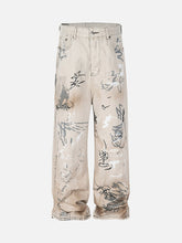 Handbemalte Graffiti-Baggy-Jeans - 1885